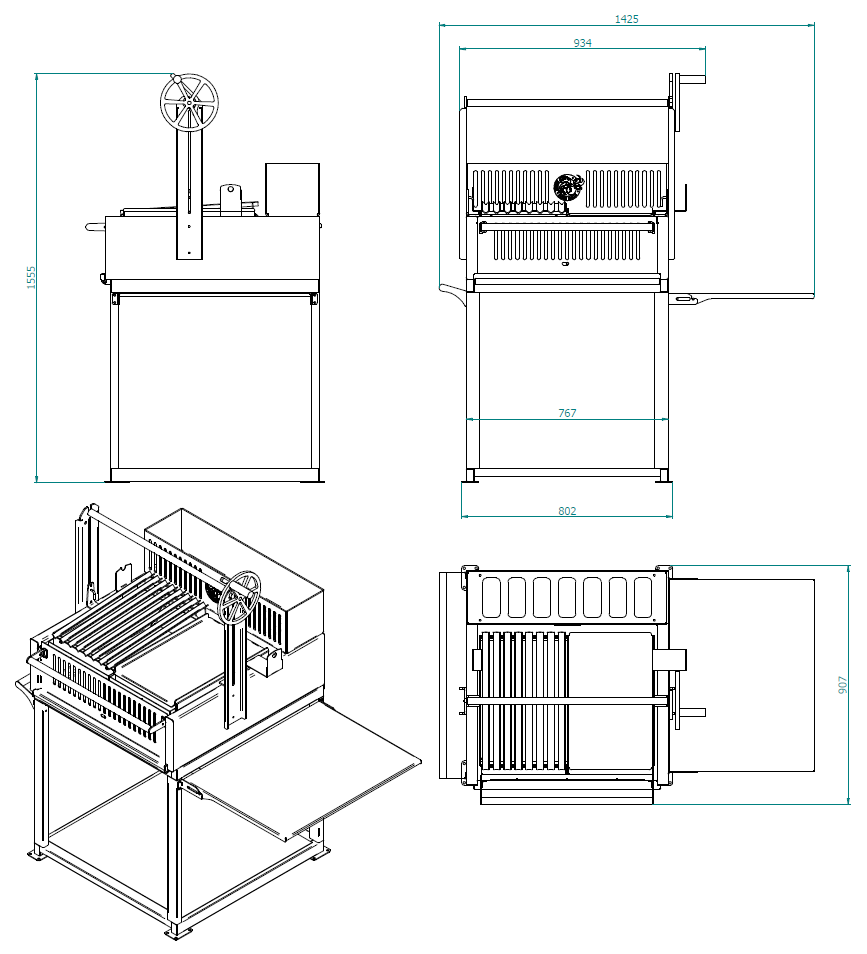 Technical drawing of the Ember Legacy complete with Cart
